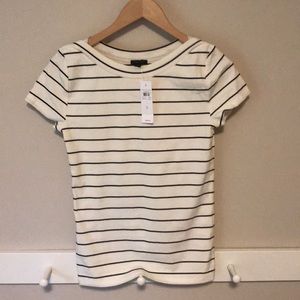 NWT Ann Taylor black stripe boatneck Top